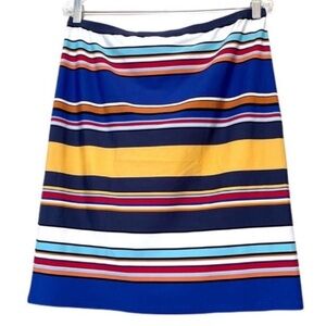 NEW Melissa Paige Colorful Striped Skirt Pull On Jersey Blue Yellow Red Size LP